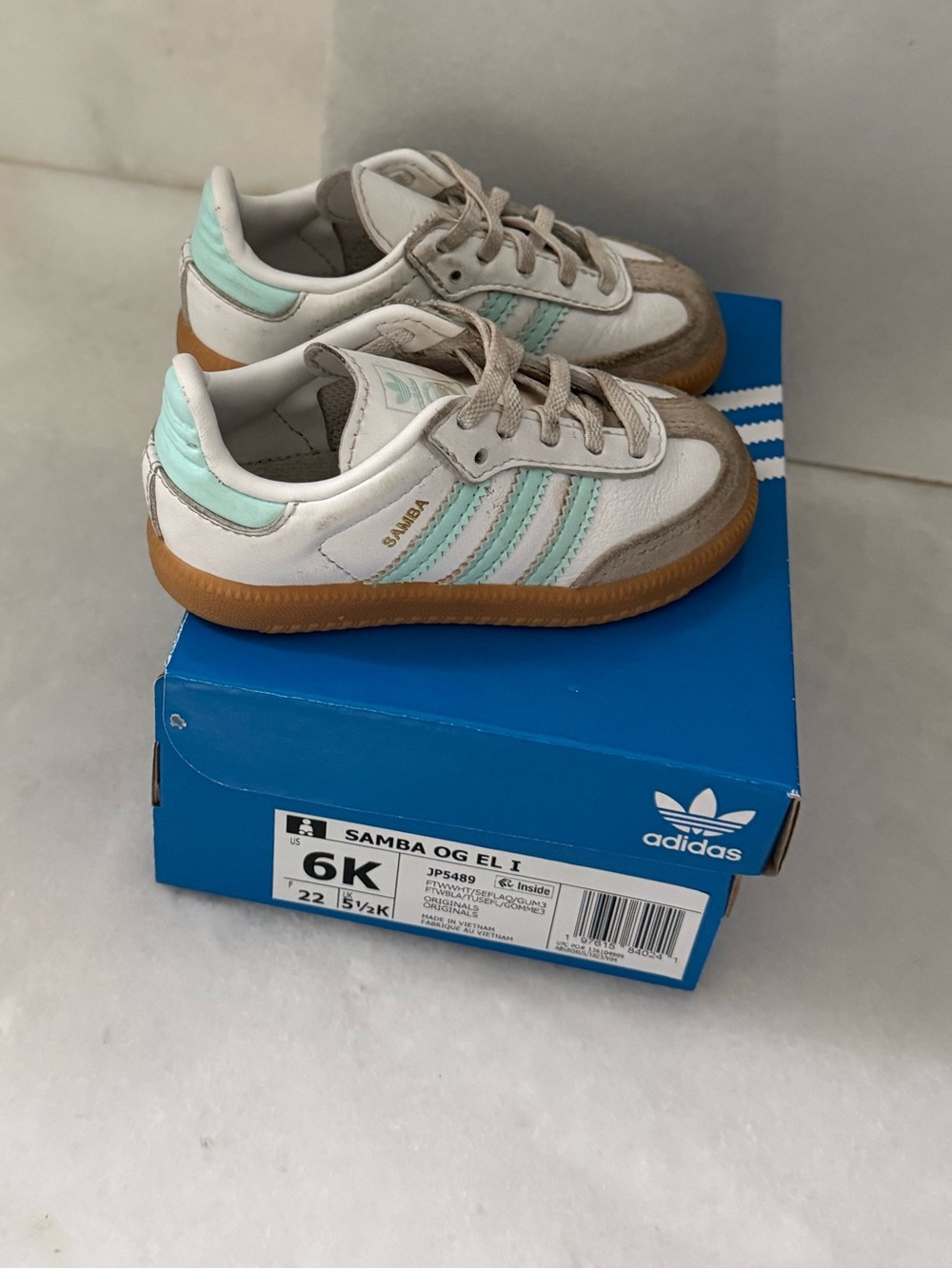 adidas Kids Samba OG EL I Sneakers - White with Mint & Gum